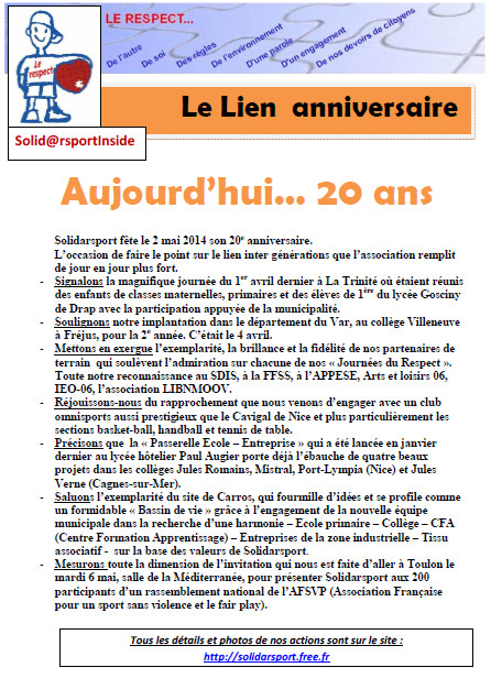 Lien mai anniversaire 2014