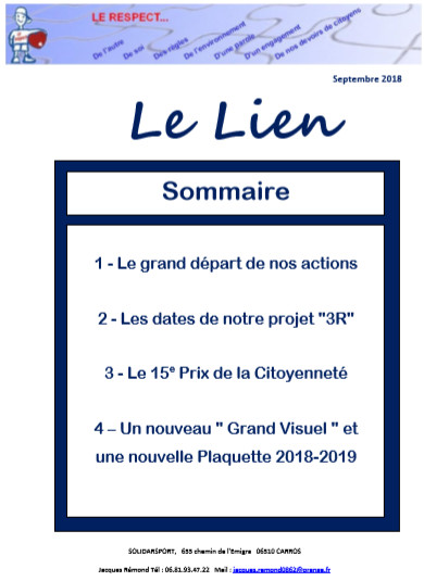 Le lien de septembre 2018 :