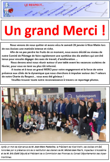 Les Assises du 26 janvier 2019 : Un grand merci