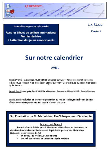 Le calendrier de nos actions à venir