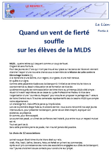 Lire la suite à propos de l’article Quand un vent de fierté souffle sur les élèves de la MLDS